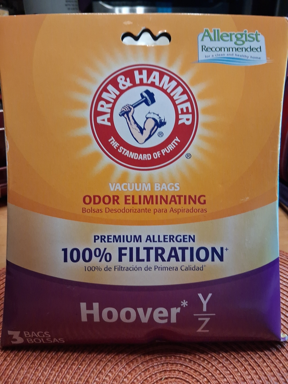 Arm & Hammer Hoover Y & Z Odor Eliminating Vacuum Bags 3 Pack 67978G New In Box